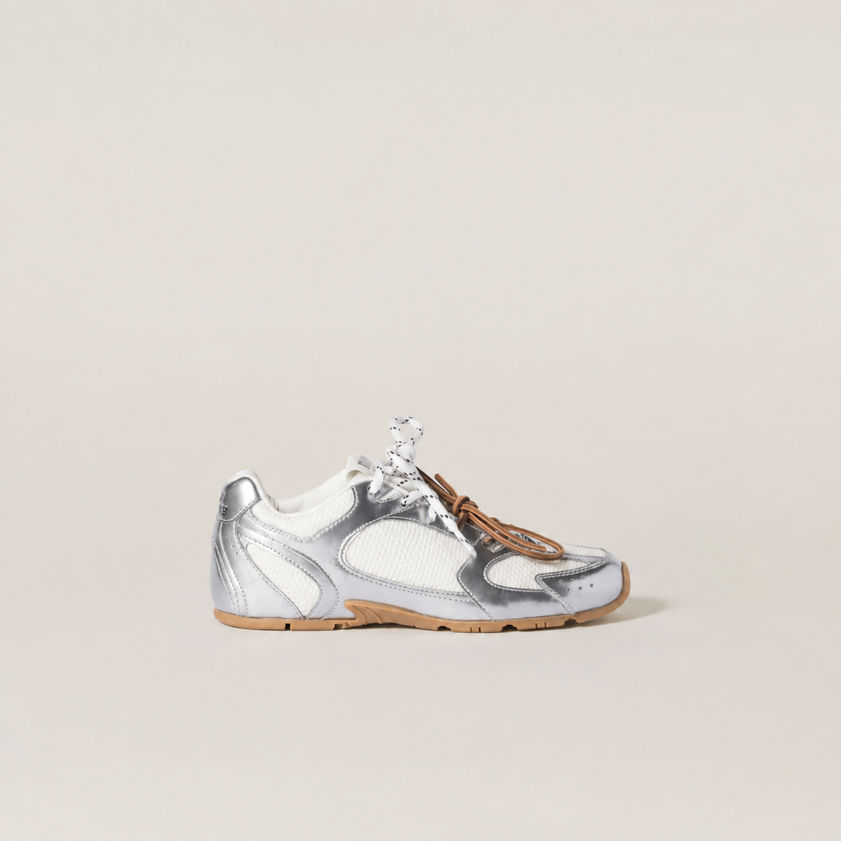 metallic leather and mesh sneakers Wom