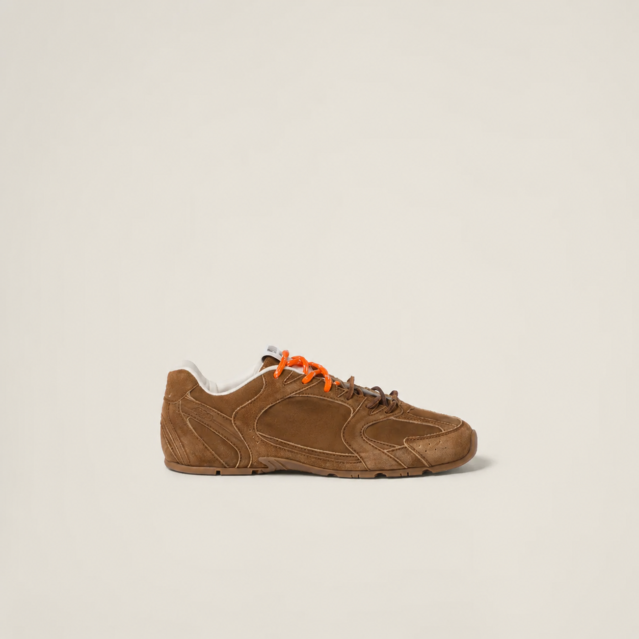 Suede and Mesh Sneakers Orange Laces